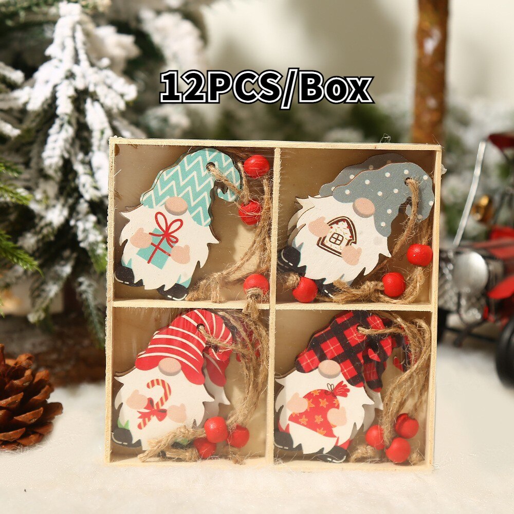9/12 PCS Christmas Wooden Pendants