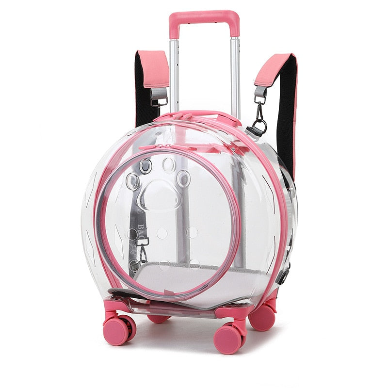 Pet Dog Cat Trolley Breathable Suitcase with Wheels