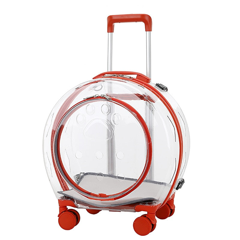 Pet Dog Cat Trolley Breathable Suitcase with Wheels