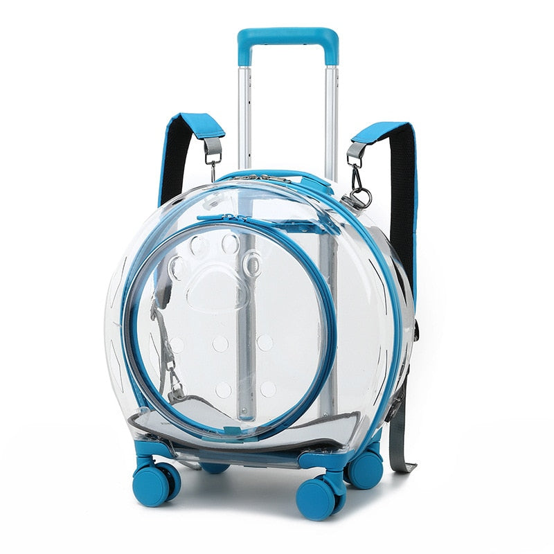 Pet Dog Cat Trolley Breathable Suitcase with Wheels