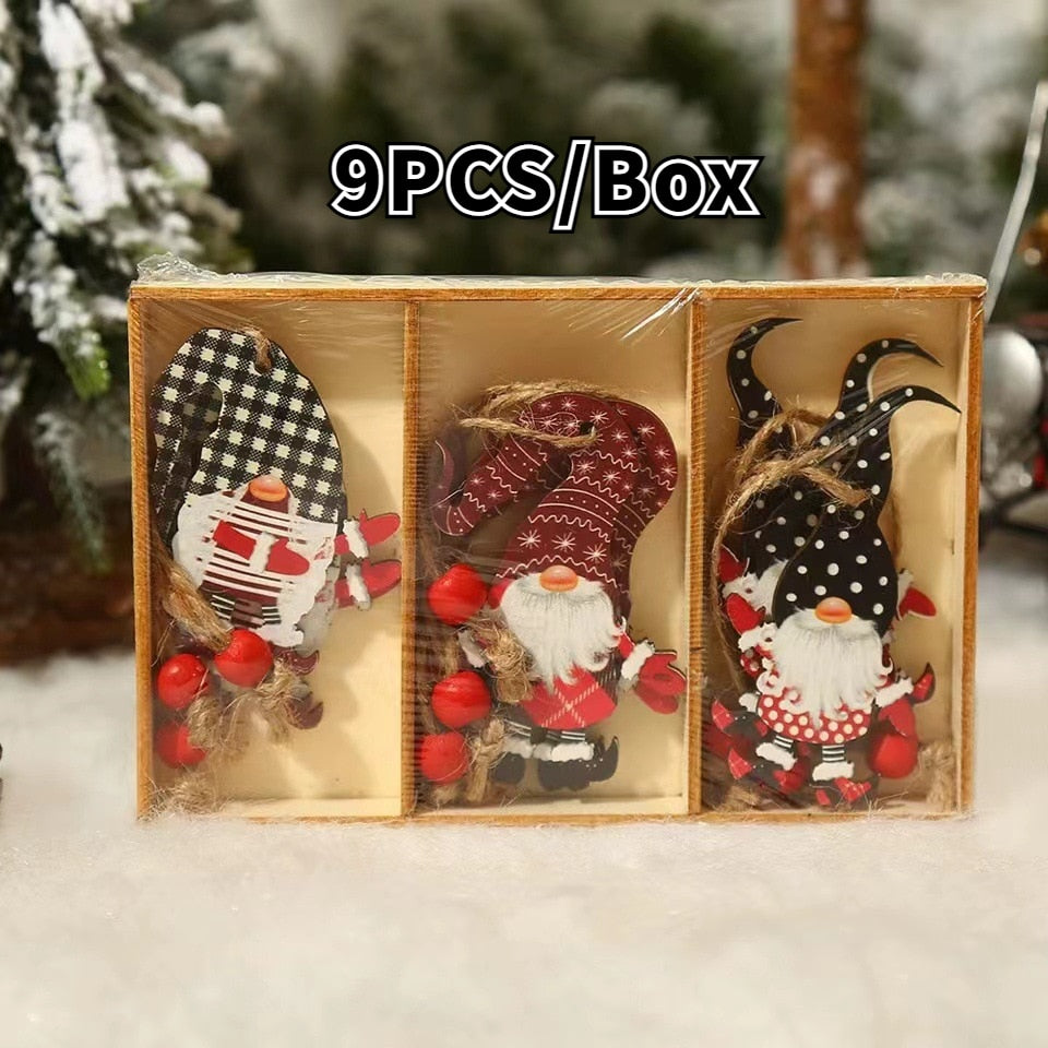 9/12 PCS Christmas Wooden Pendants