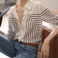 Women Elegant Black And White Striped - I Love Chiffon - Last days of Summer