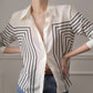 Women Elegant Black And White Striped - I Love Chiffon - Last days of Summer
