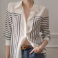 Women Elegant Black And White Striped - I Love Chiffon - Last days of Summer
