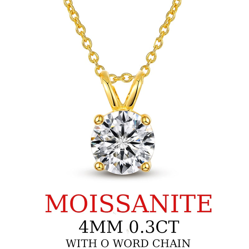 0.1-2 CT Moissanite 925 Silver Necklace, GRA