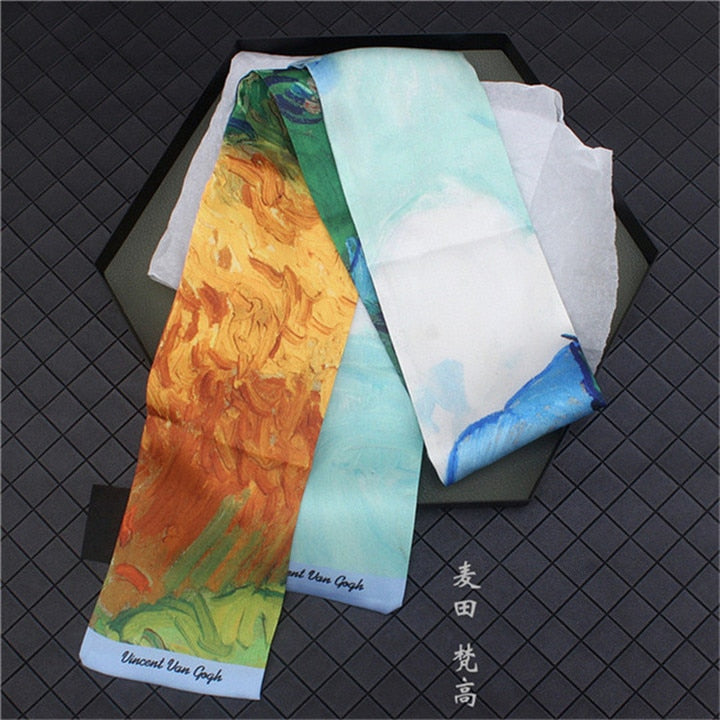 88*5cm Gustav Klimt & Vincent Van Gogh Oil Painting Twill Silk Handkerchief