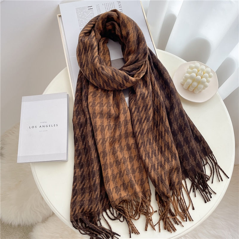 200*65cm Luxury Plaid Cashmere Long Pashmina Scarf